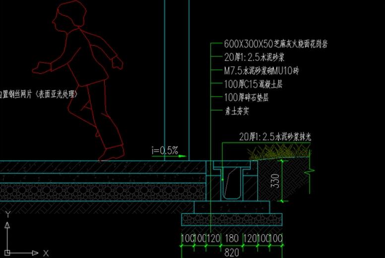 標(biāo)準(zhǔn)籃球場施工圖及籃球架、排水溝圖紙